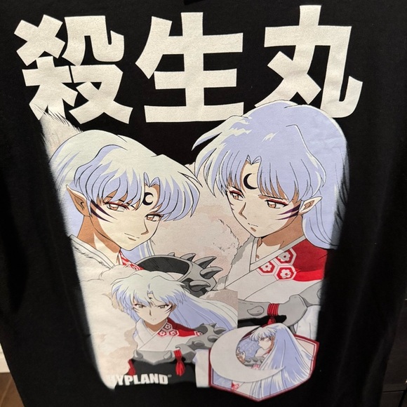 Hypland Inuyasha collab Black Anime Graphic T-Shirt - Picture 3 of 4